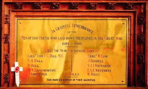 The 1914 Memorial Brass in Marldon Parish Church