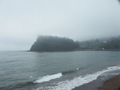 Fog rolling across Shaldon from the sea