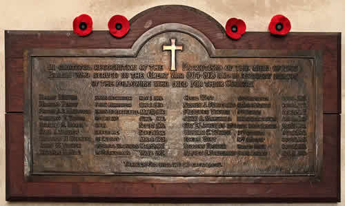The 1914 - 18 War Memorial in Yealmpton Church
