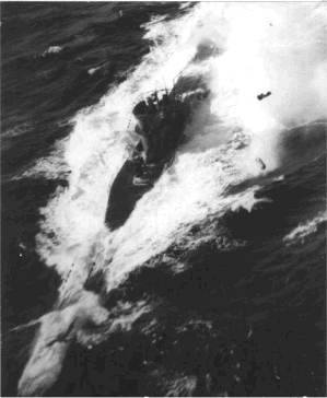 A U-boat under attack 